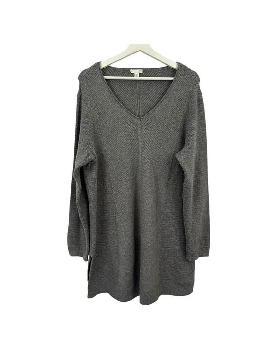 J. Jill Sweaters - J. Jill Women’s Grey V-Neck Long Sleeve Sweater Size 1X